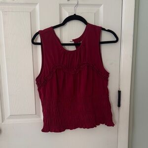 LOFT Burgundy Ruffle Tank Top
